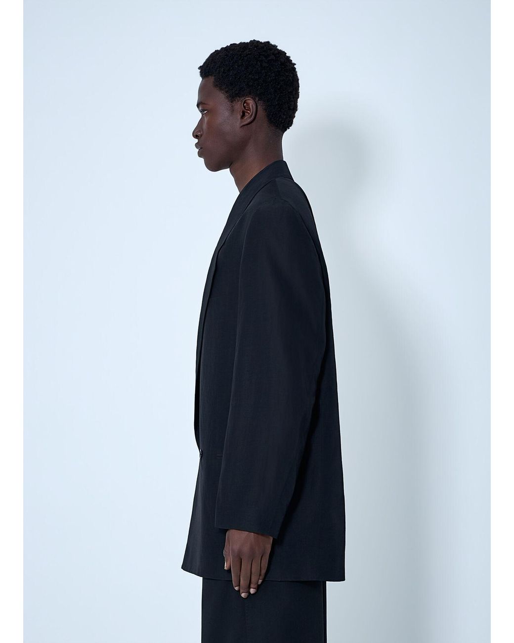 Lemaire Blue Double-Breasted Tailored Blazer for men