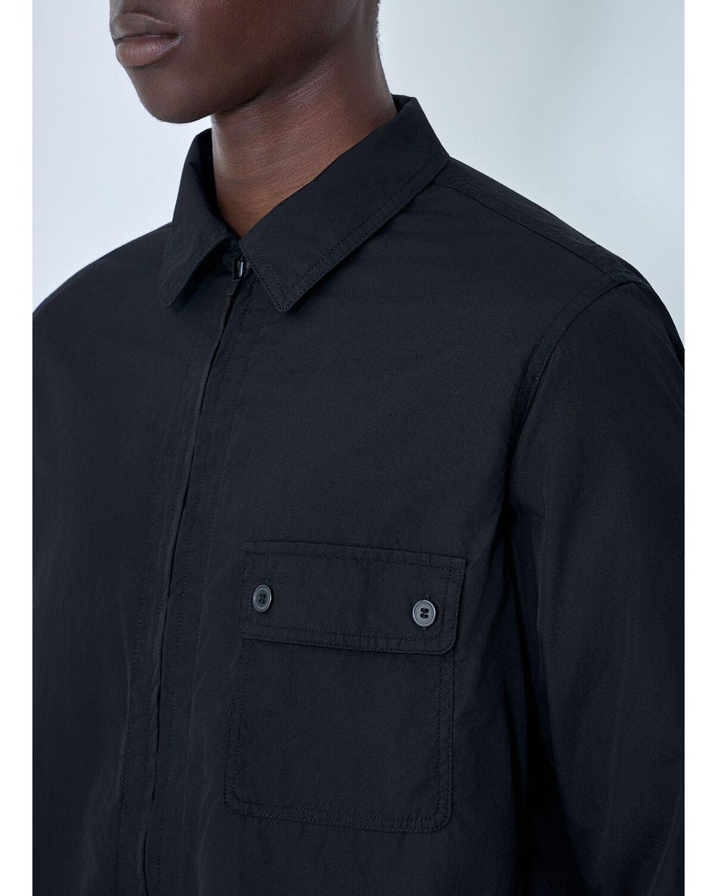 Yohji Yamamoto Blue Chain Stitch Broad Zip Open Blouse for men