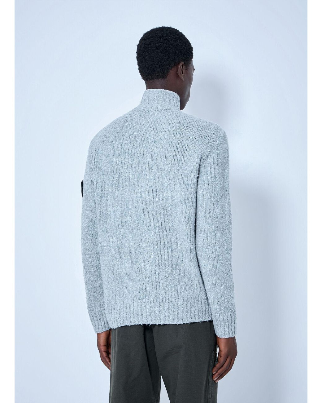 Stone Island Blue Half-Zip Wool Sweater for men