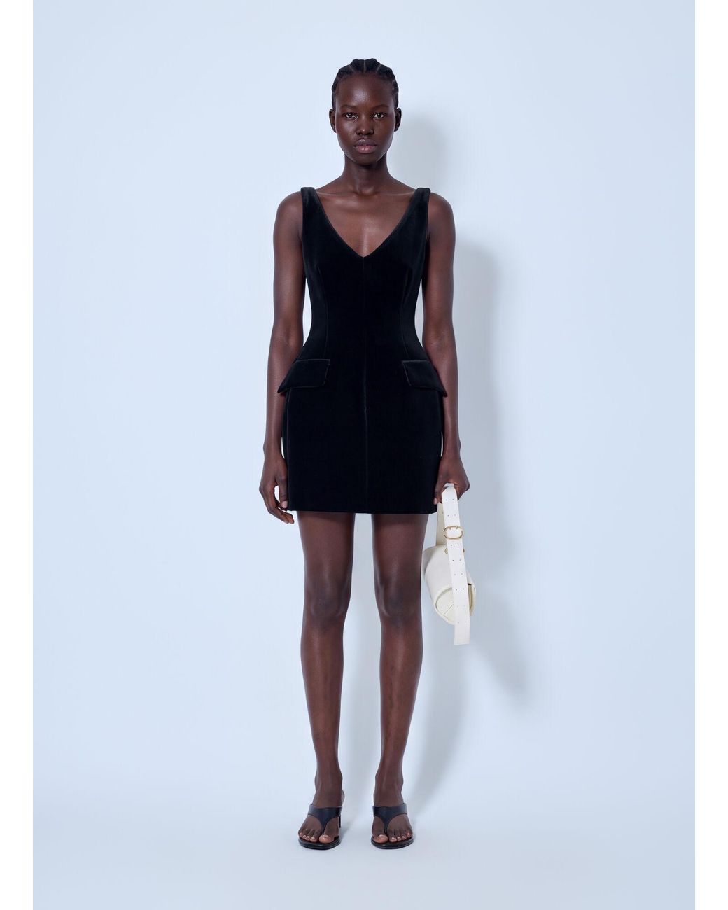 Sportmax Blue Sleeveless Velvet Mini Dress