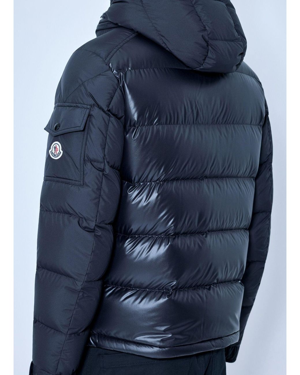 Moncler Blue Maya Hooded Short Down Jacket for men