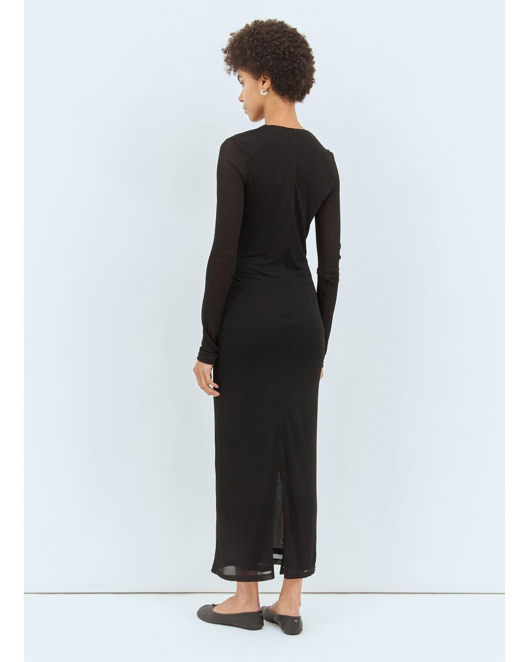 Totême Black Draped V-Neck Maxi Dress