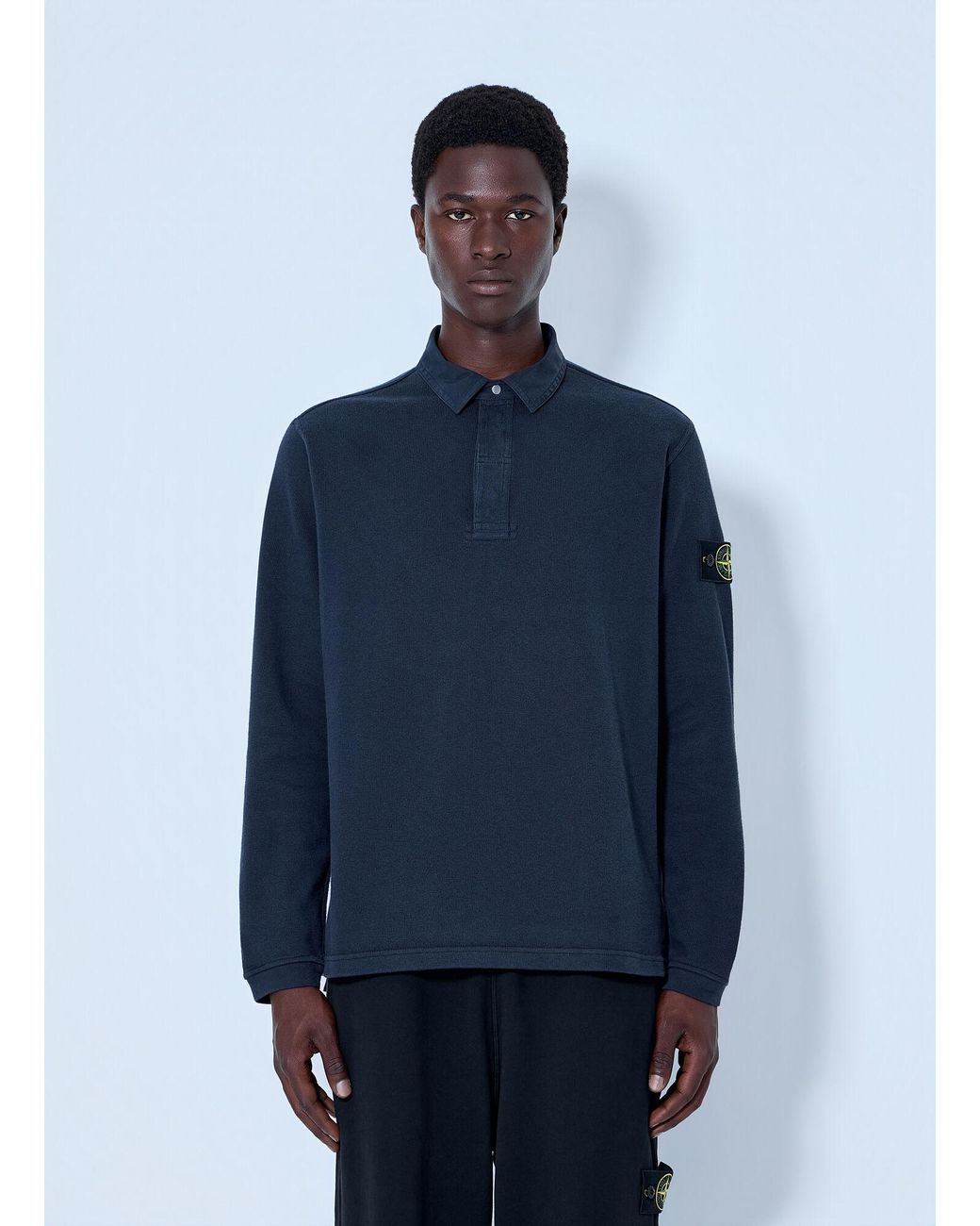 Stone Island Blue Long Sleeve Polo Shirt for men