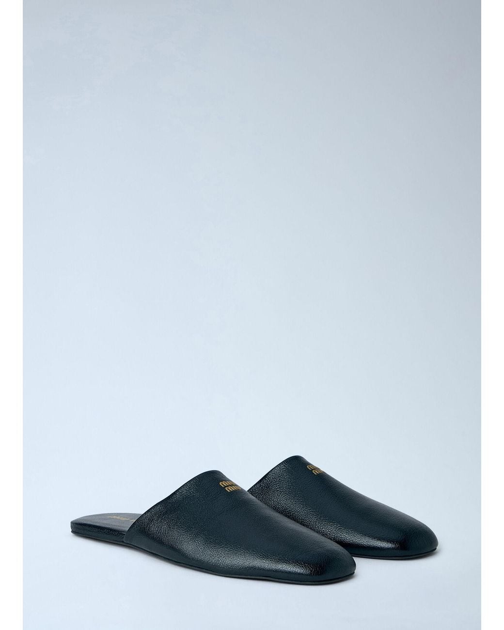 Miu Miu Black Leather Slippers