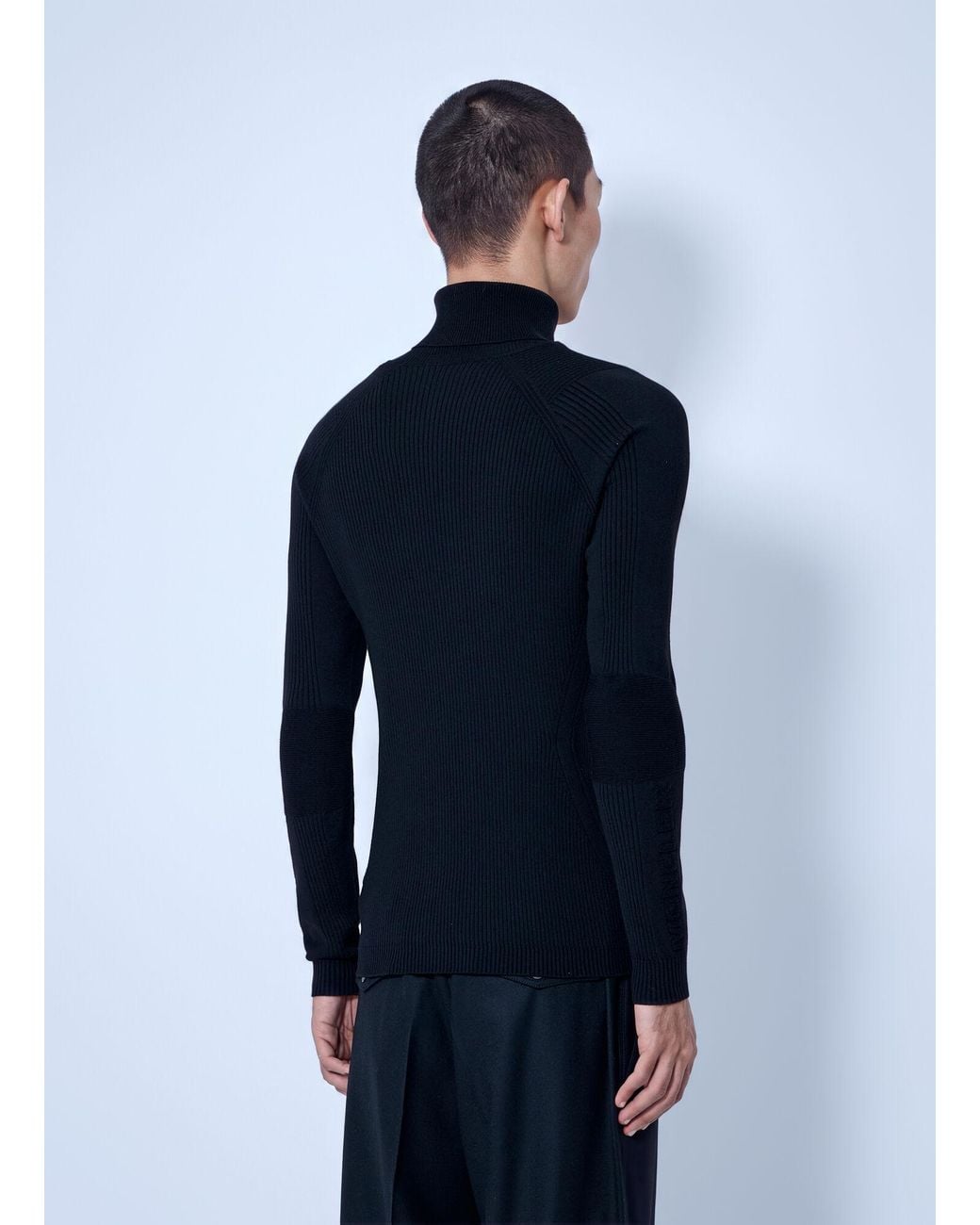 Moncler Blue Wool Blend Polo Neck Jumper for men