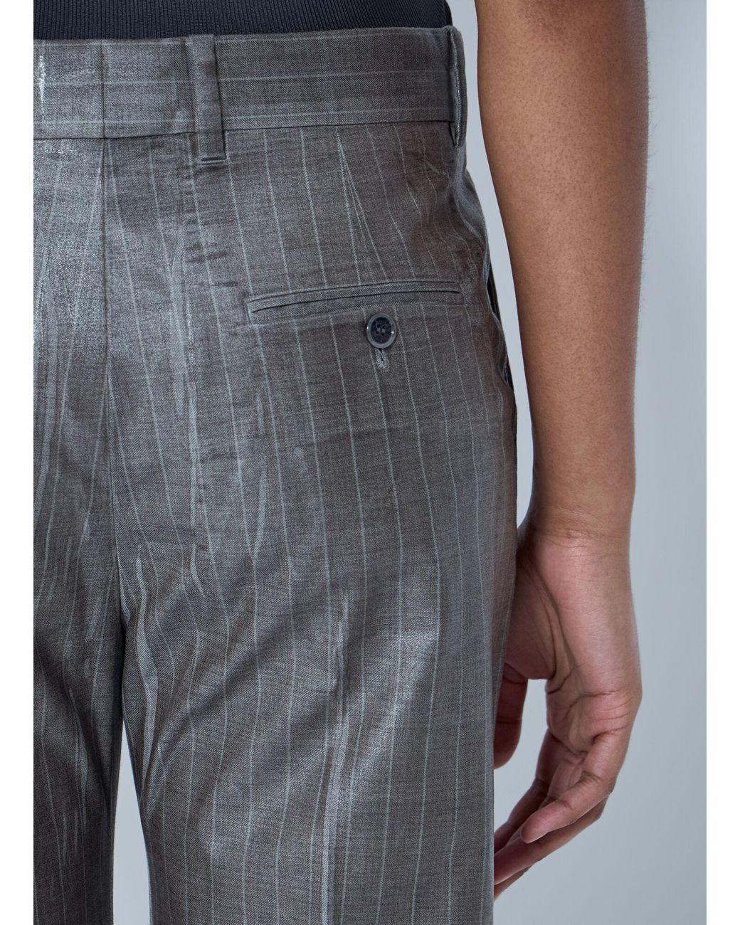Acne Blue Coated Pinstripe Trousers