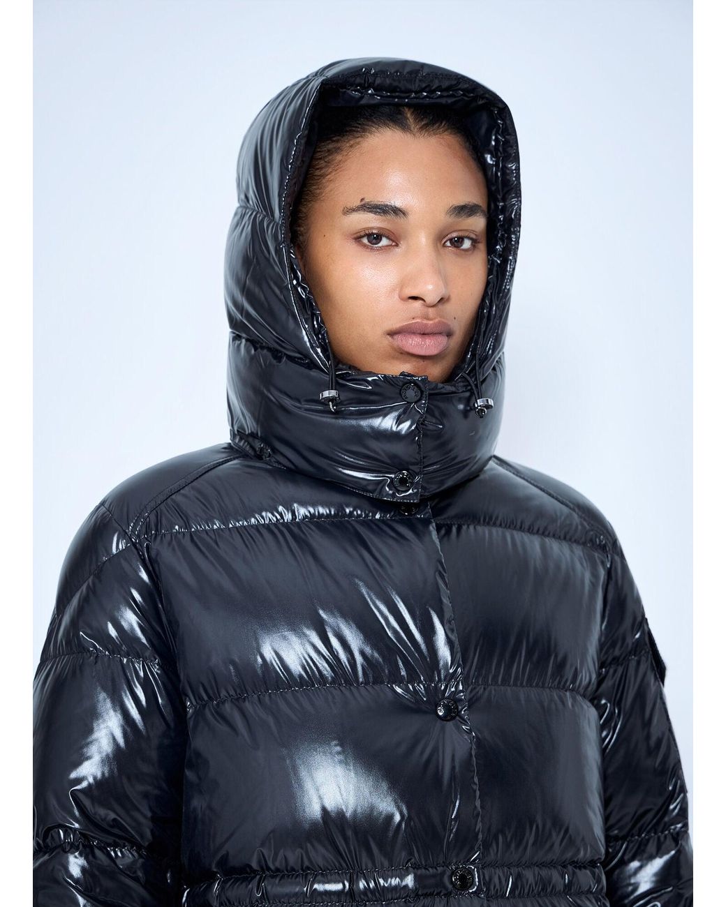 Moncler Blue Cavettaz Hooded Long Down Jacket