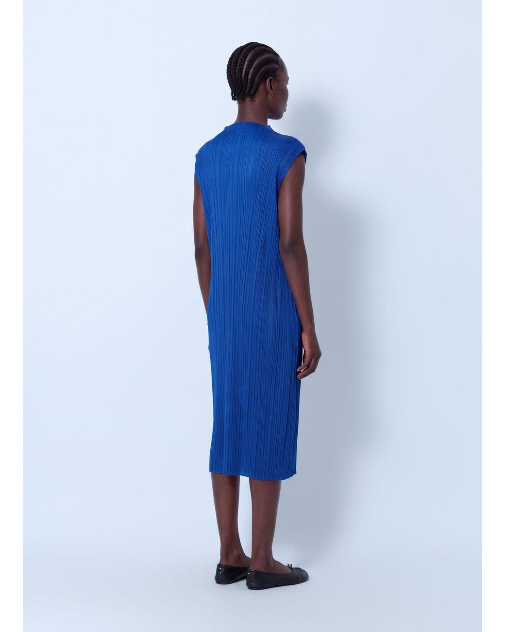 Pleats Please Issey Miyake Blue July Pleated Midi Dress