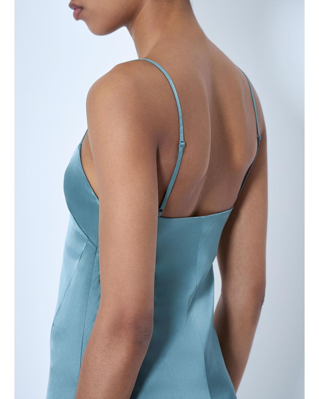 Acne Blue Lace-Trimmed Slip Dress