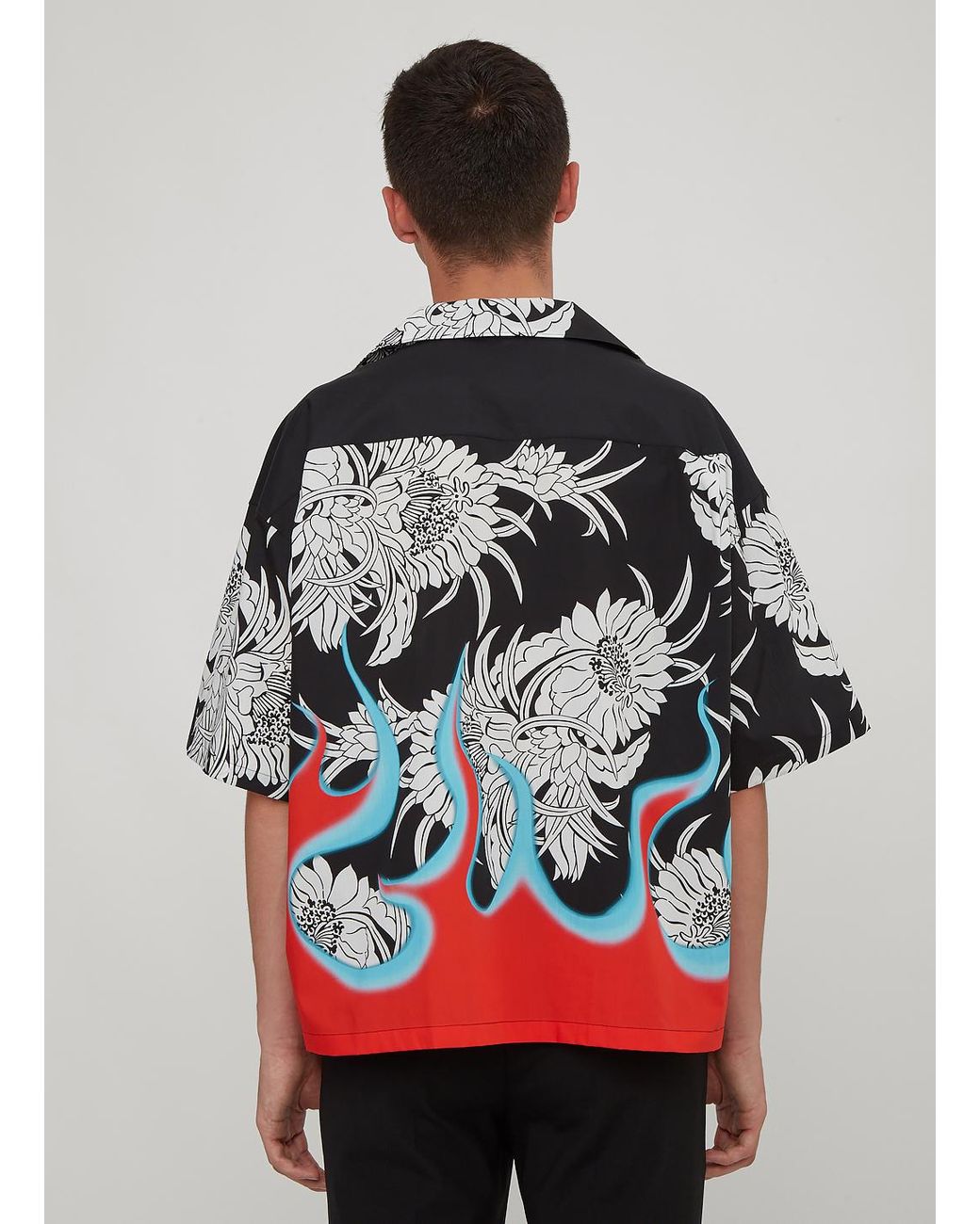 Prada Cotton Flames Hawaiian Bowling 