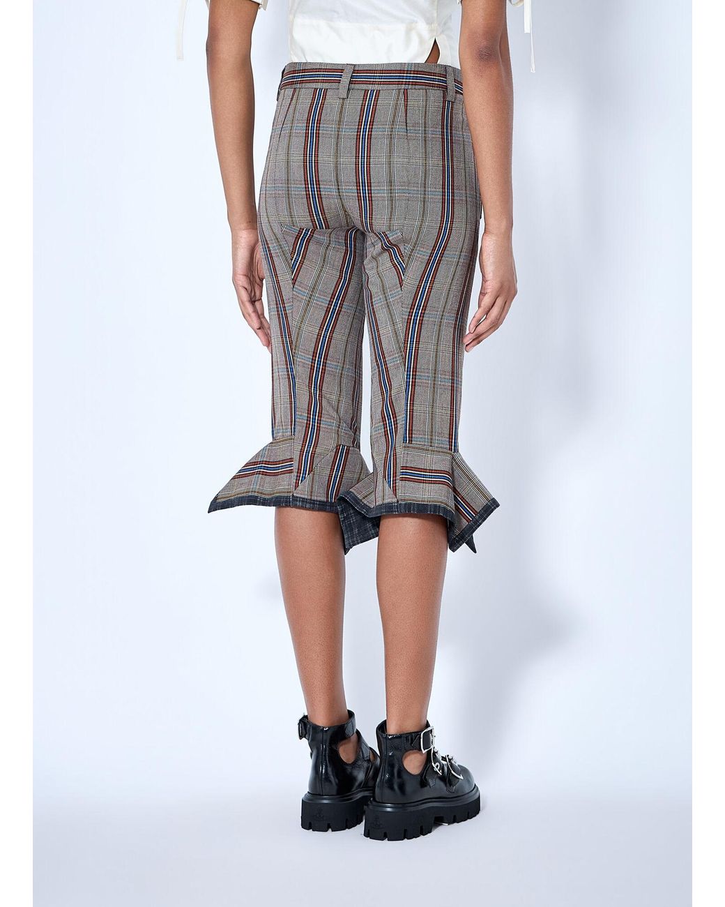 Vivienne Westwood Gray Flared Plaid Cropped Trousers