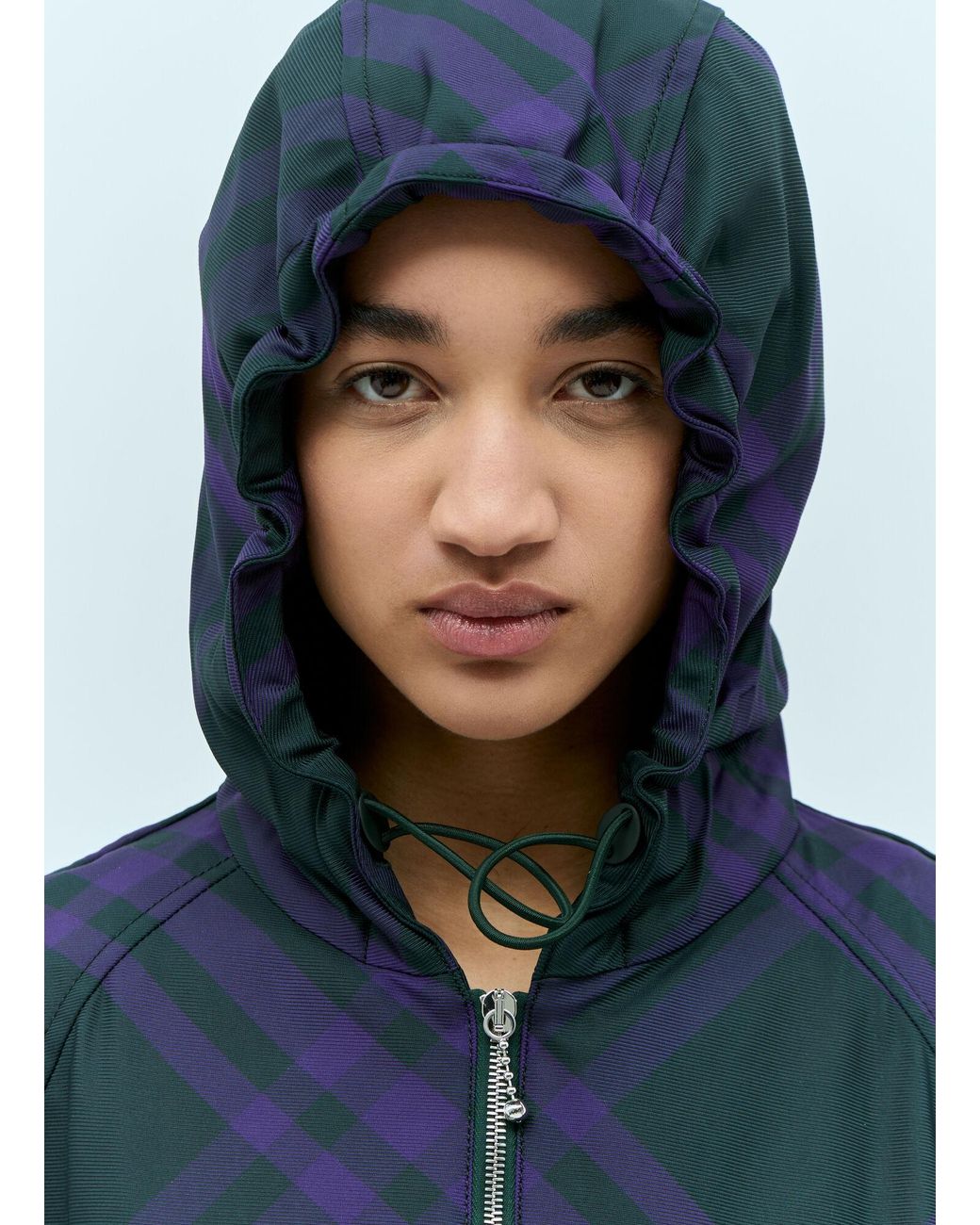Burberry Blue Check Nylon-Twill Windbreaker Jacket