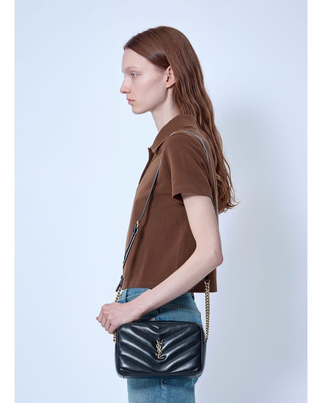 Saint Laurent Blue Matelassé Loulou Camera Bag