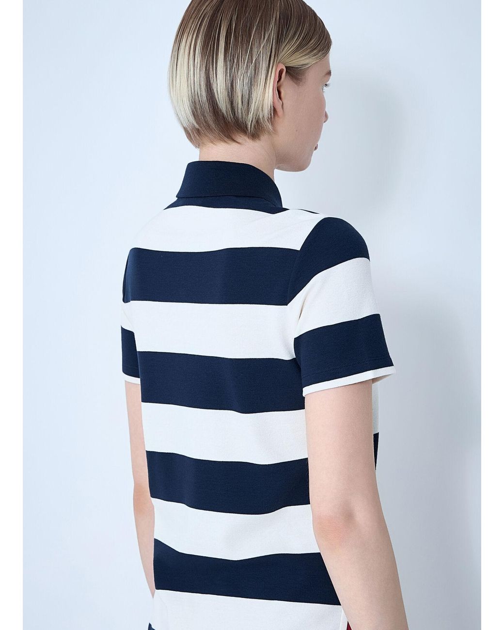 Moncler White Striped Polo Shirt