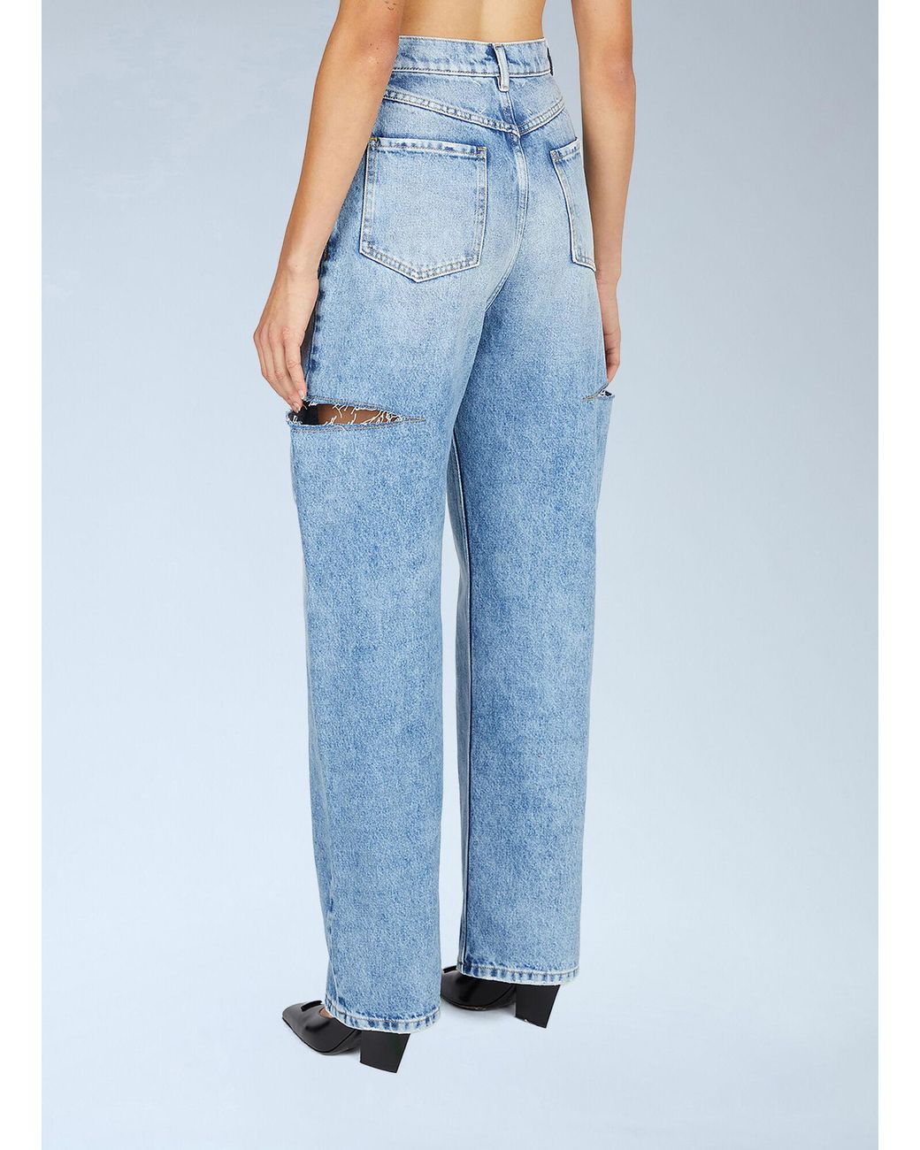 Maison Margiela Blue High-Rise Distressed Denim Jeans