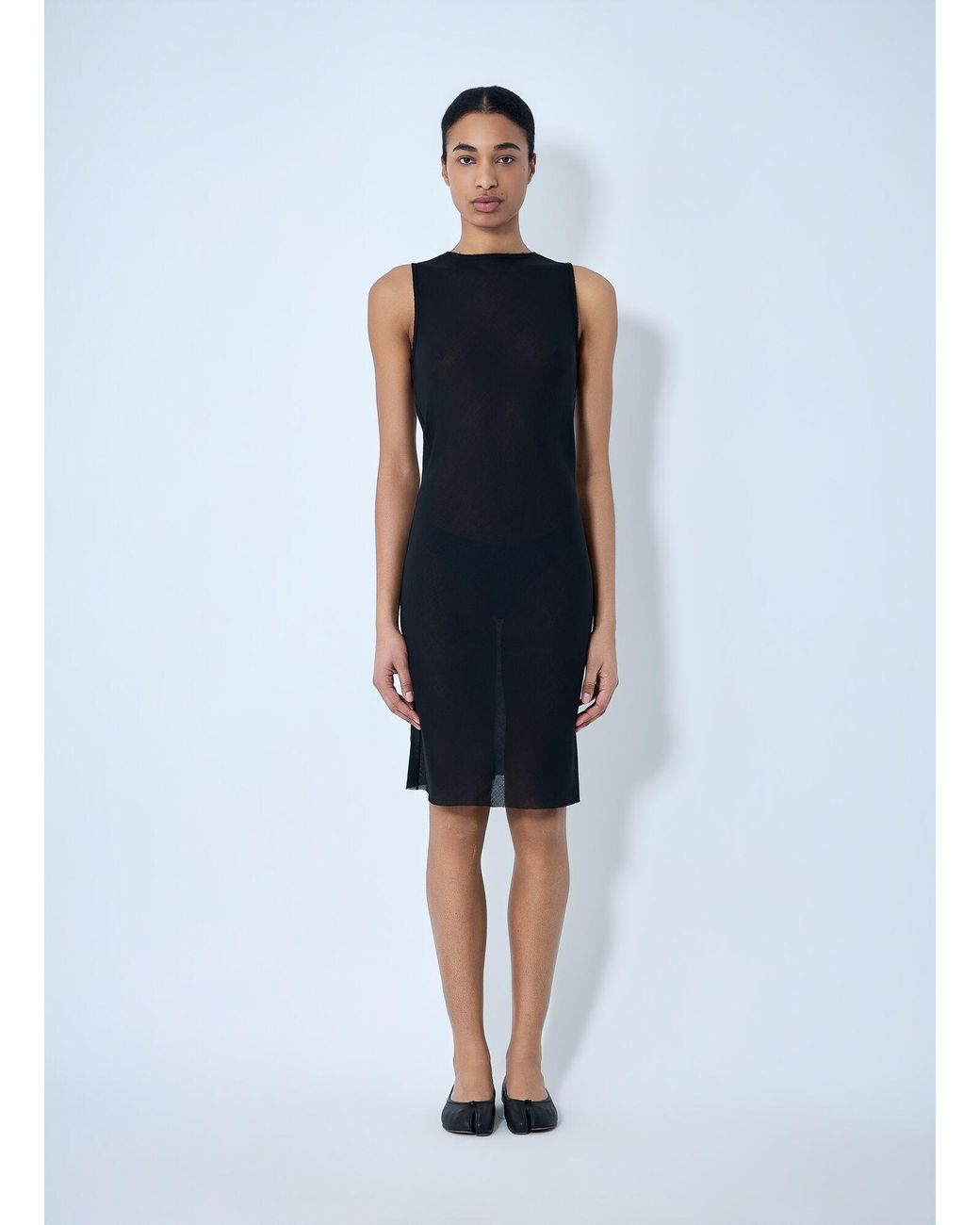 Rier Blue Sleeveless Mesh Midi Dress