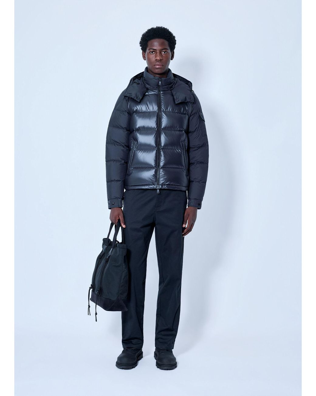 Moncler Blue Maya Hooded Short Down Jacket for men