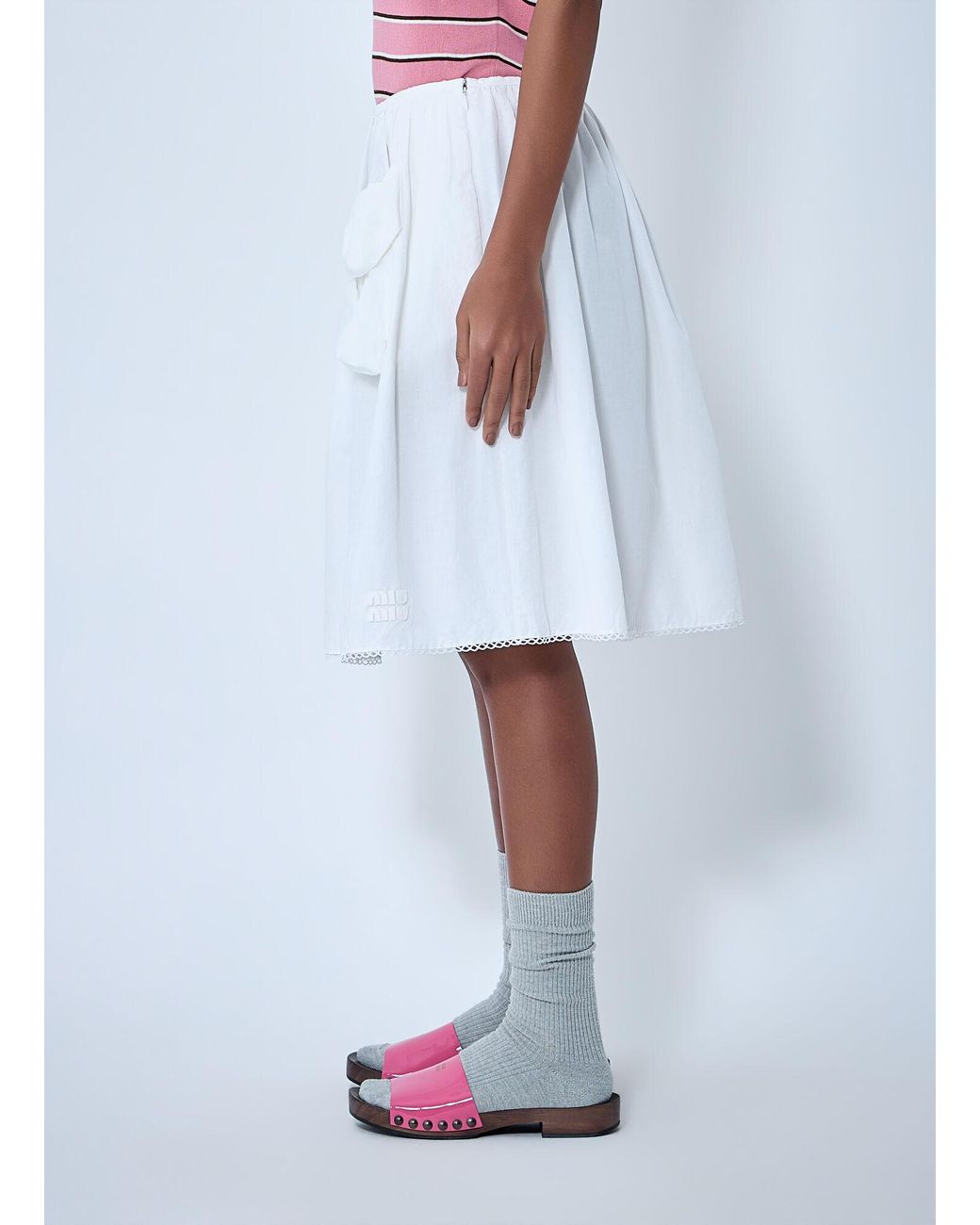 Miu Miu White Gathered Skirt