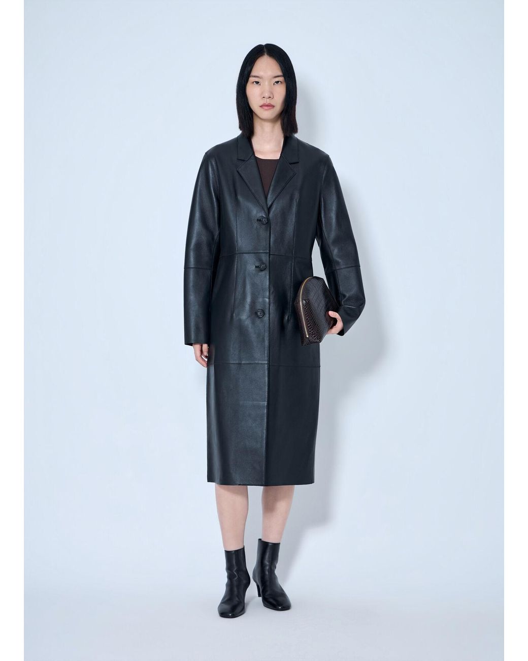 Totême  Blue Slim Leather Coat