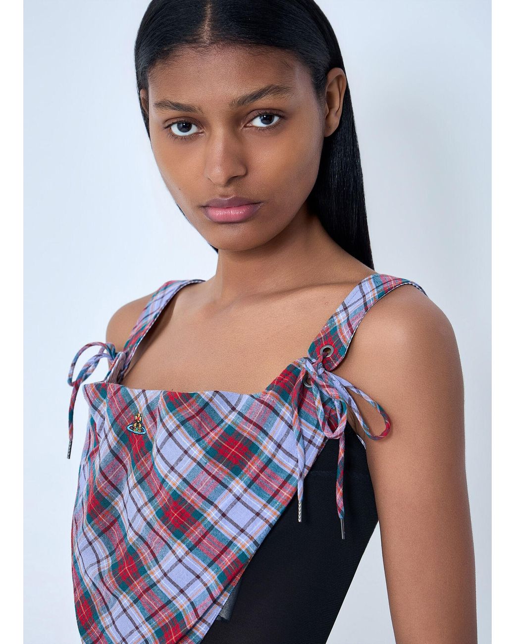 Vivienne Westwood Blue Plaid Patterned Corset Top