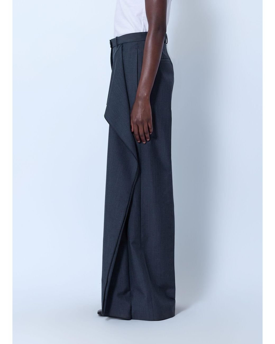 Jil Sander Blue Fil-À-Fil Dressy Wool Pants