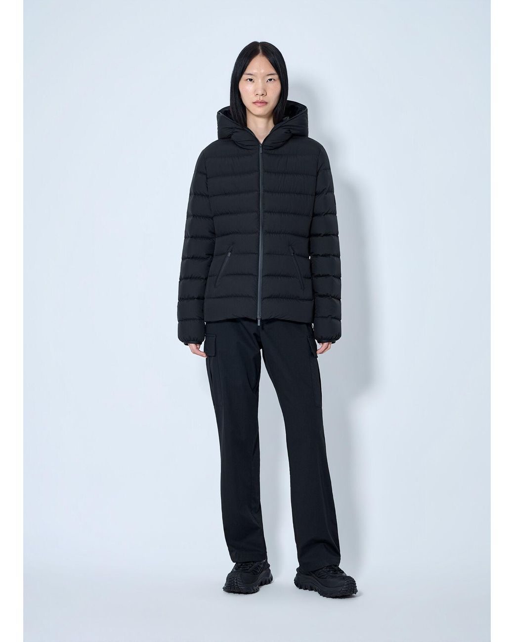 Moncler Blue Herbe Hooded Short Down Jacket