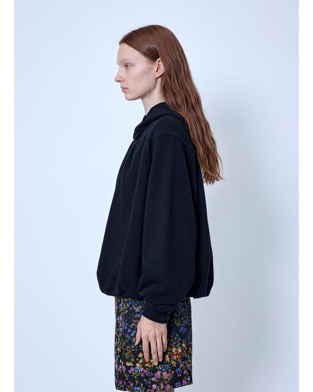 Dries Van Noten Blue Relaxed Hoodie With Gathered Neckline