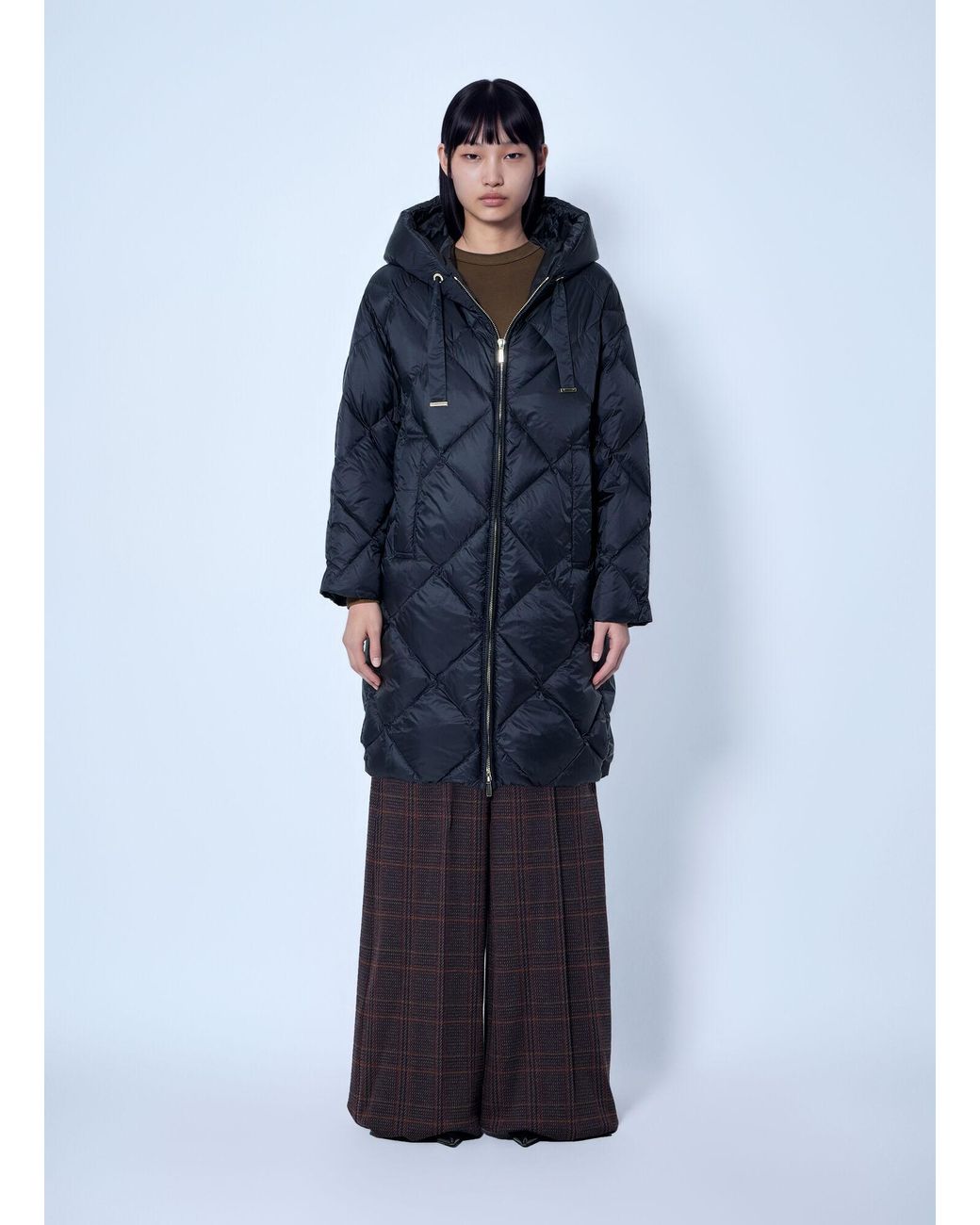Max Mara Blue Diamond-Quilted Coat