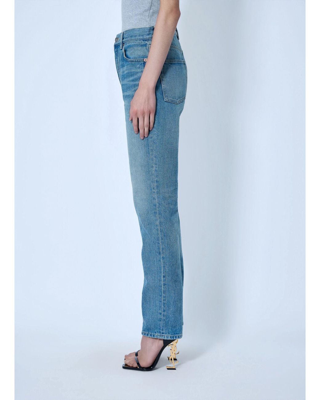 Saint Laurent Blue Mid-Rise Straight Jeans