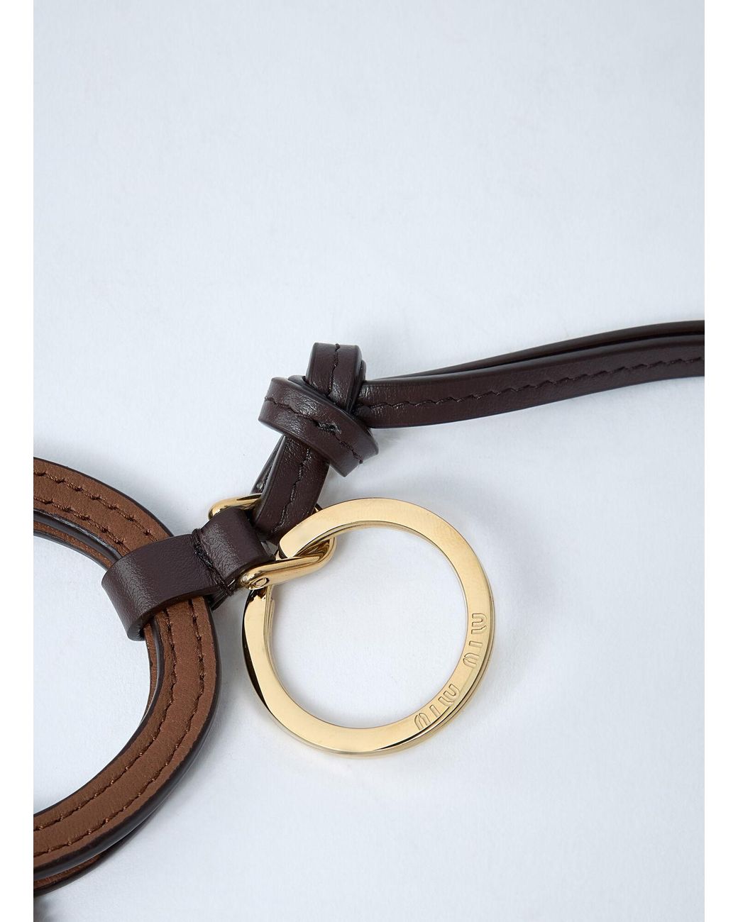 Miu Miu Brown Arcadie Leather Keyring