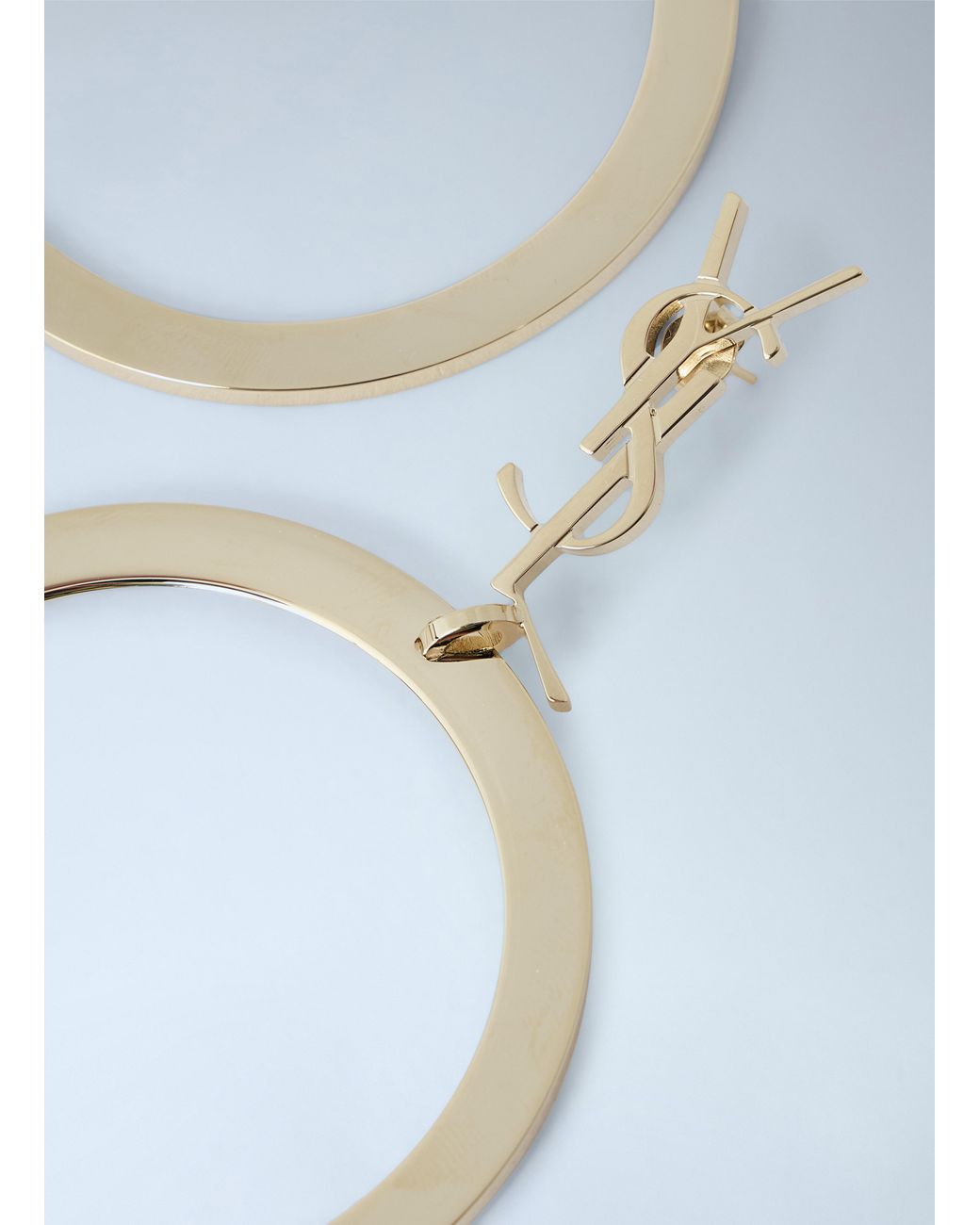 Saint Laurent Black Cassandre Pendant Hoop Earrings