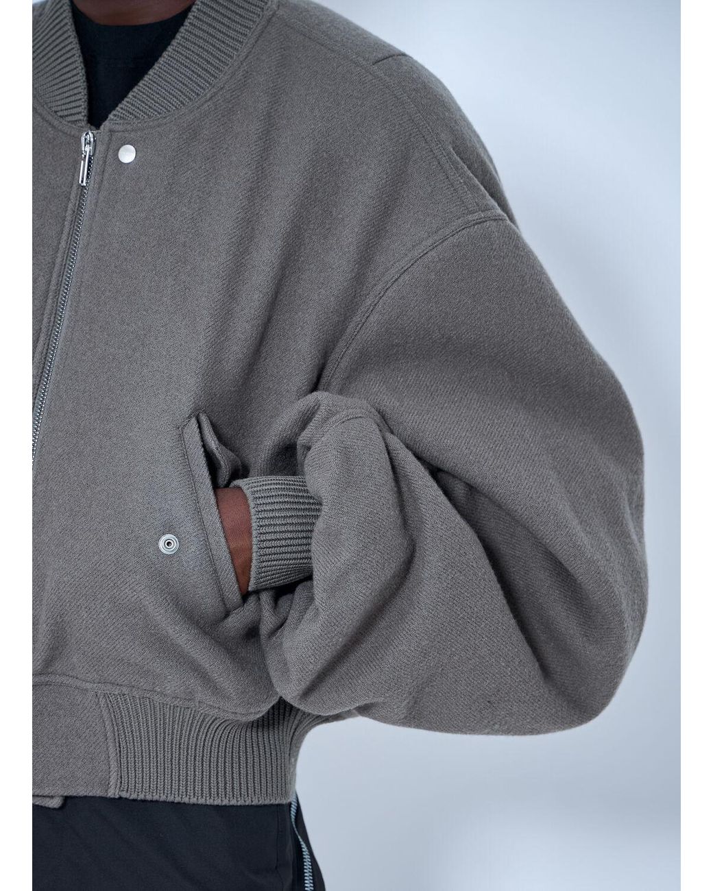 Rick Owens Gray Zip-Up Bomber Jacket for men