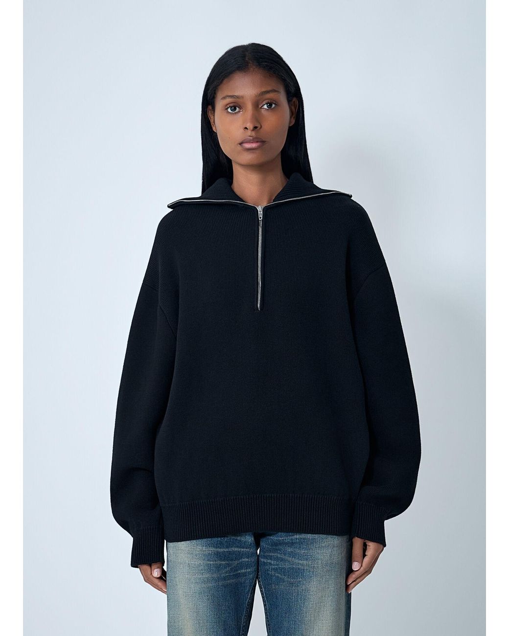 Balenciaga Blue Zip-Up Sweater