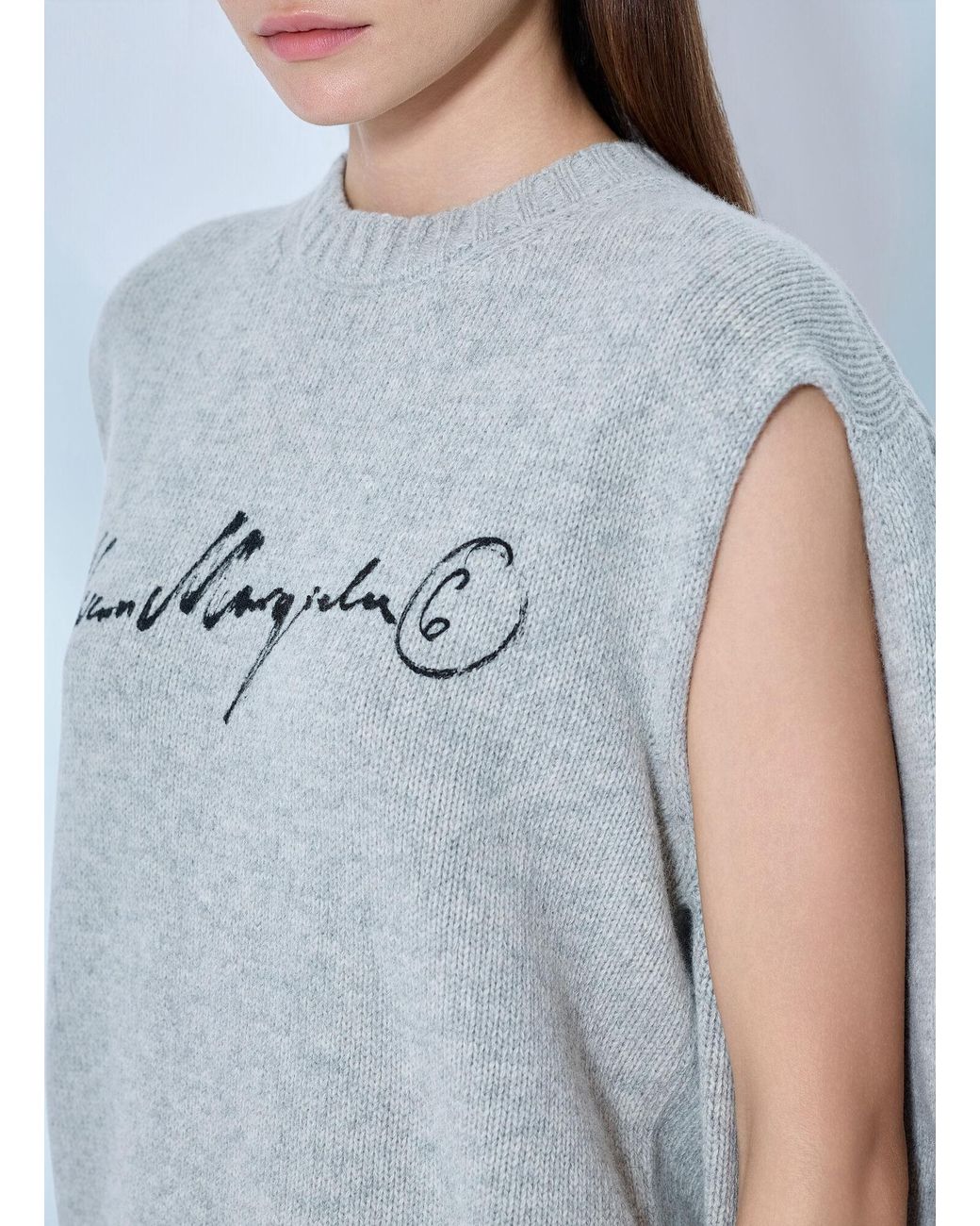 MM6 by Maison Margiela Blue Intarsia Logo Knit Sweater