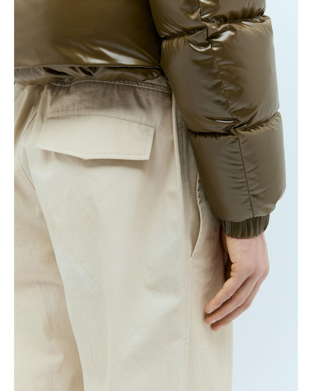 Moncler Natural Drawstring Cotton Poplin Pants for men