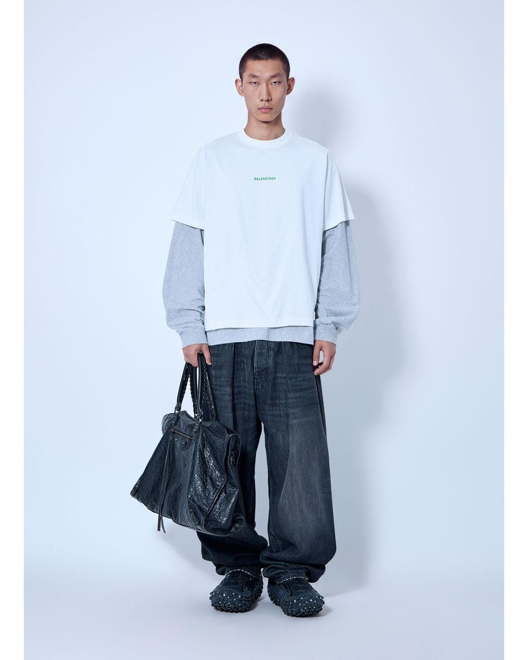 Balenciaga Blue Hybrid Double T-Shirt for men