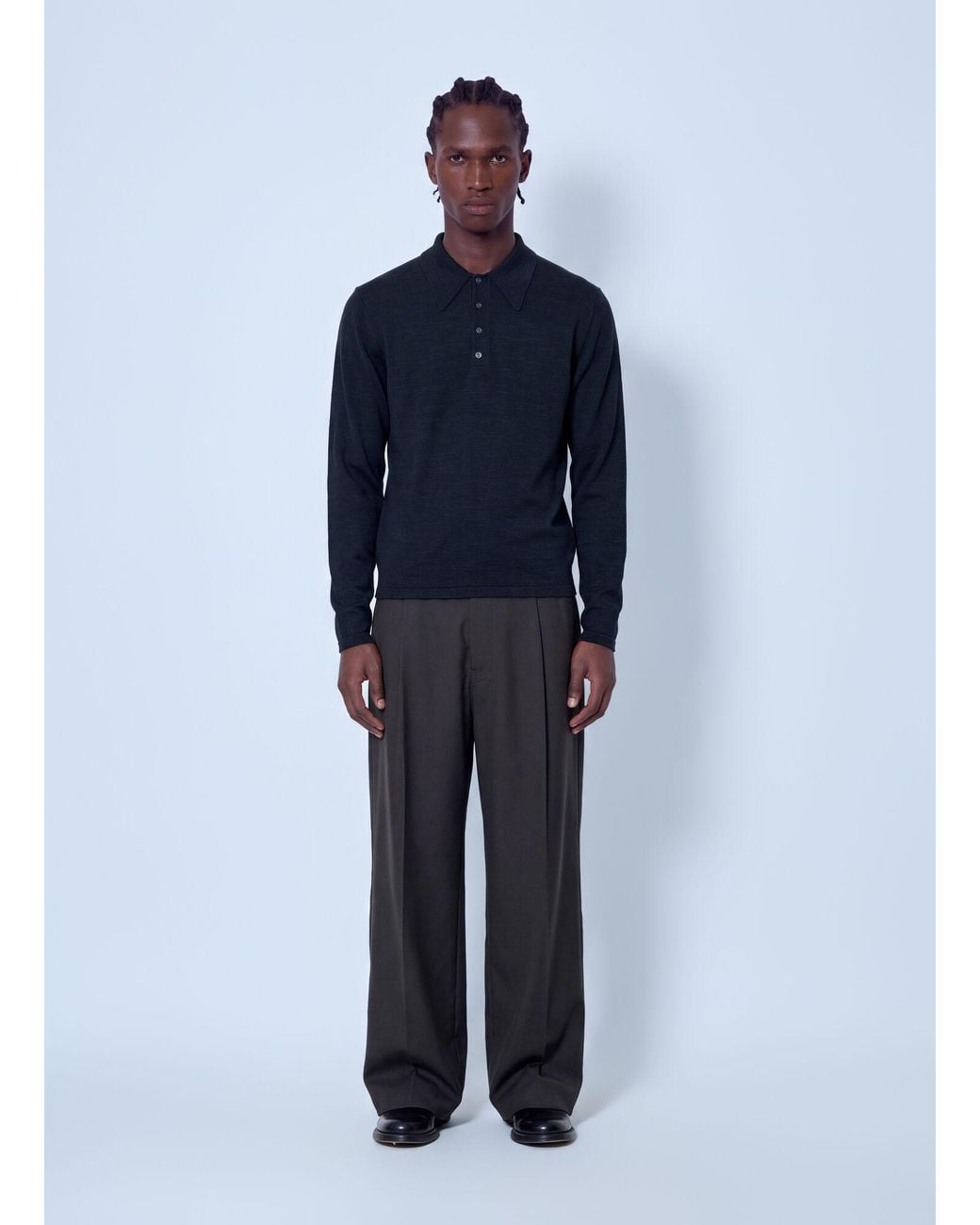 Lemaire Blue Single Pleat Tailored Pants for men
