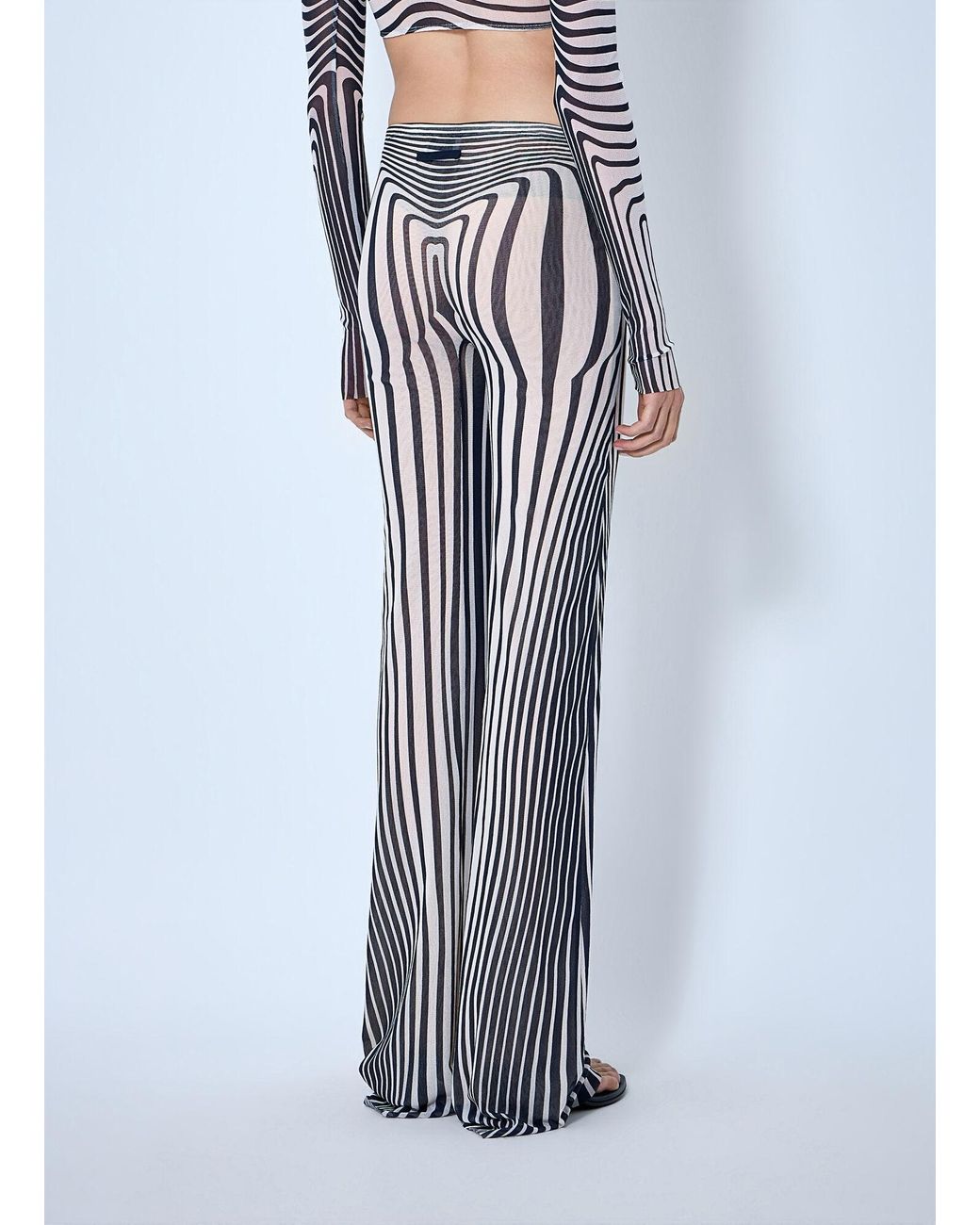Jean Paul Gaultier Blue Re-Edition Flare Trousers Morphing Stripes