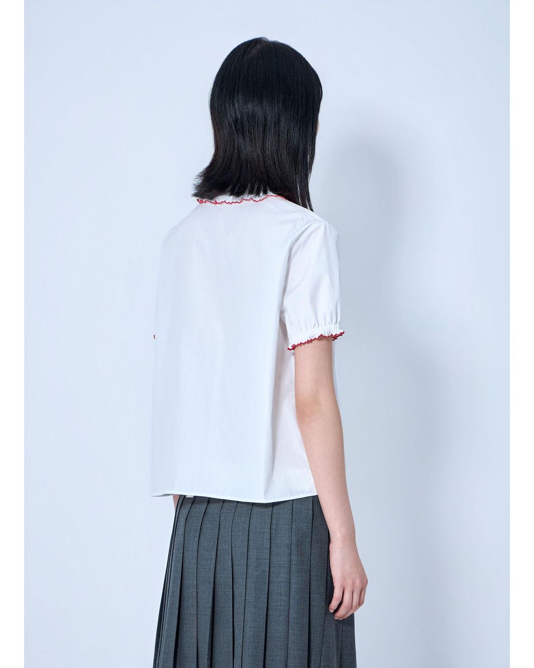 Miu Miu White Embroidered Poplin Shirt