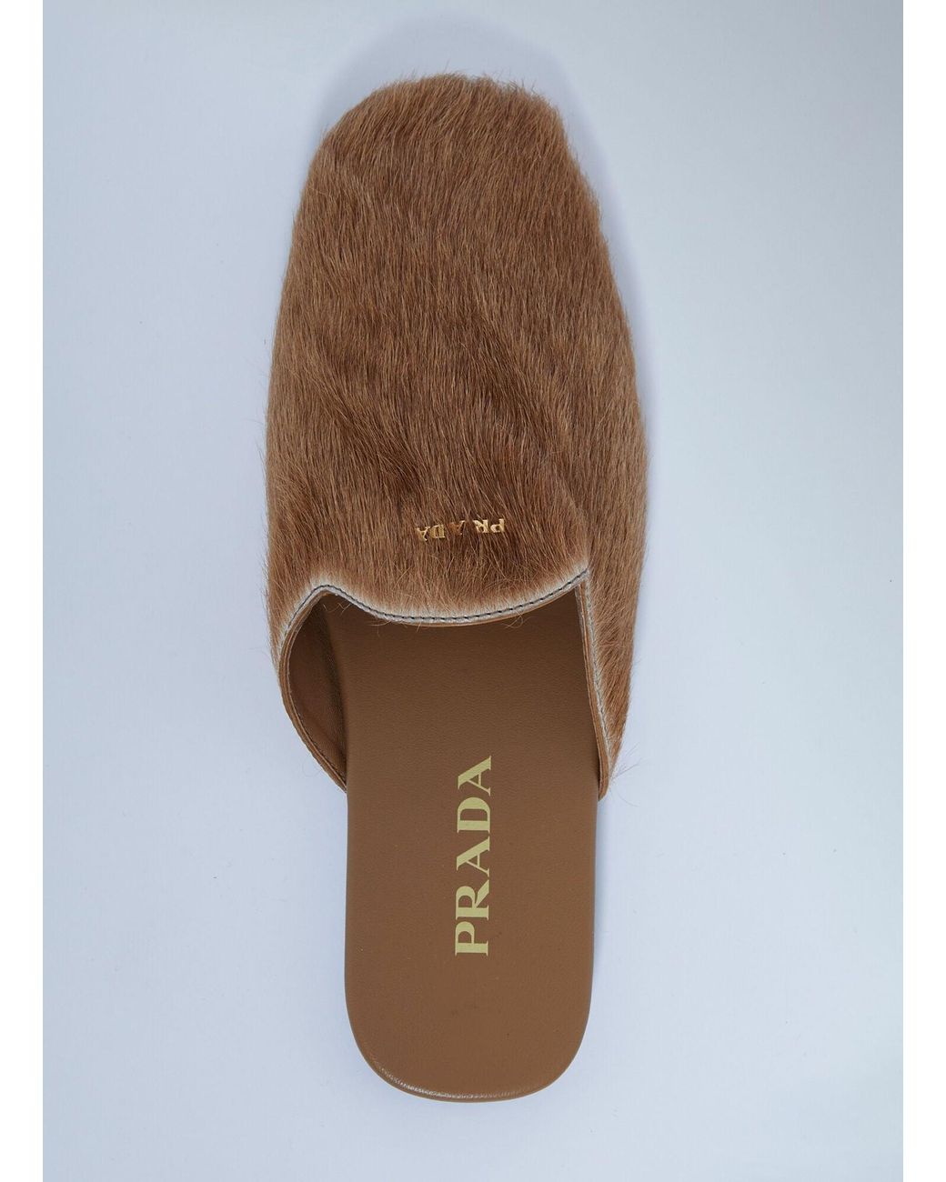 Prada Leather Pony-Hair Mules in White | Lyst UK