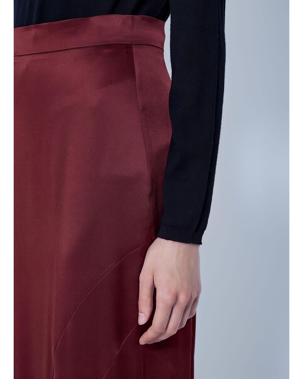 Max Mara Red Satin Maxi Skirt