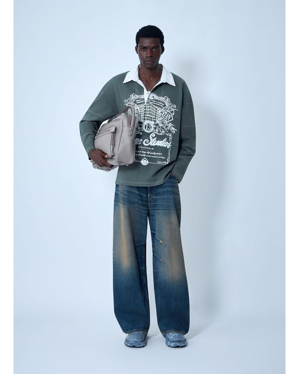 Acne Blue Distressed Five-Pocket Jeans for men