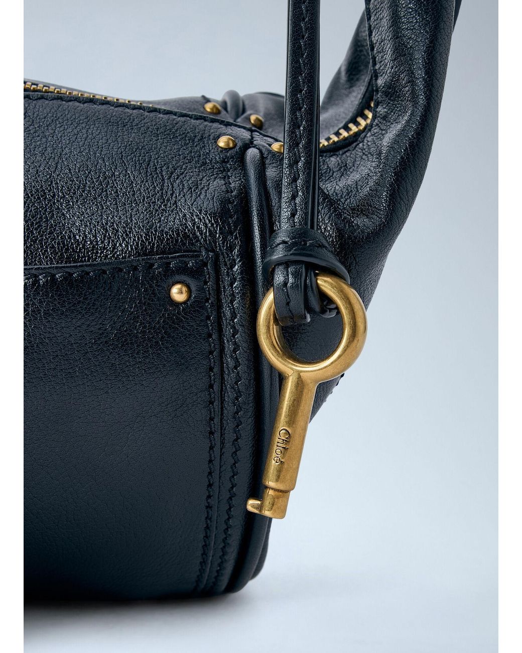 Chloé Blue Chloé Paddington Grained Shoulder Bag