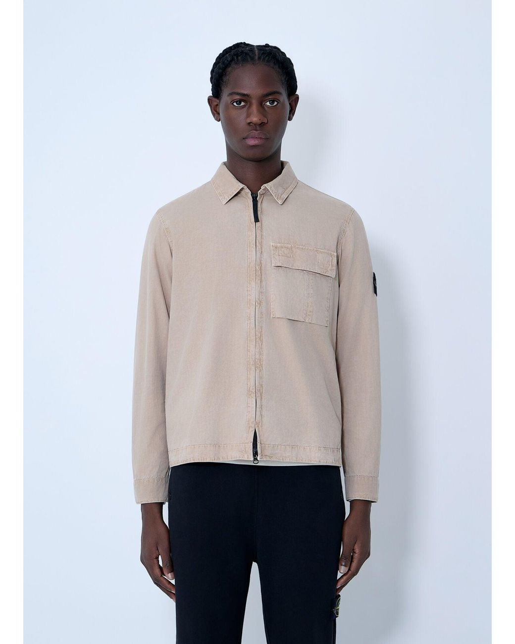 Stone Island Natural Logo Patch Overshirt for men