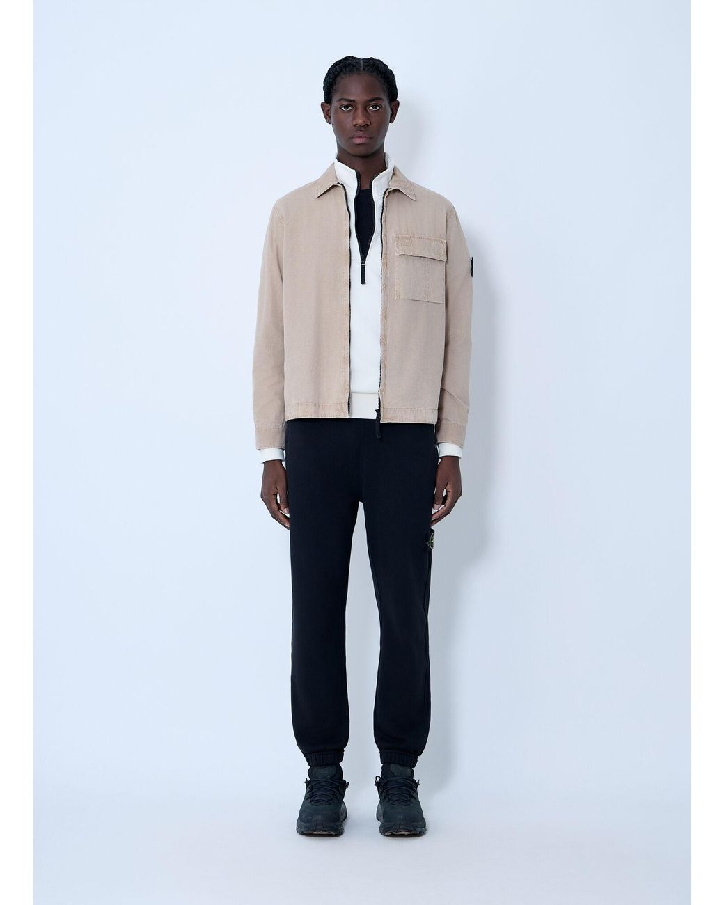 Stone Island Natural Logo Patch Overshirt for men