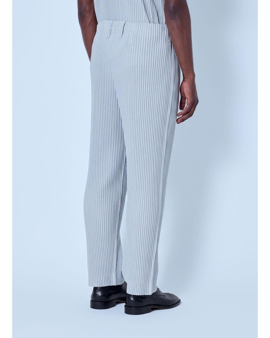 Homme Plissé Issey Miyake Blue Pleated Cropped Pants for men
