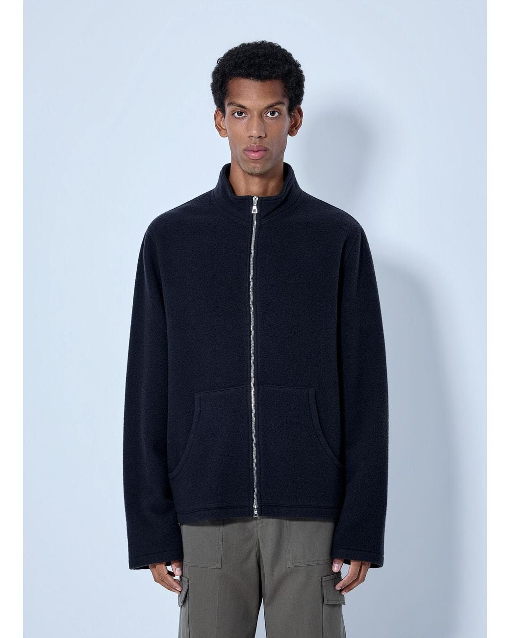Rier Blue Fleece Full Zip Sweatshirt for men
