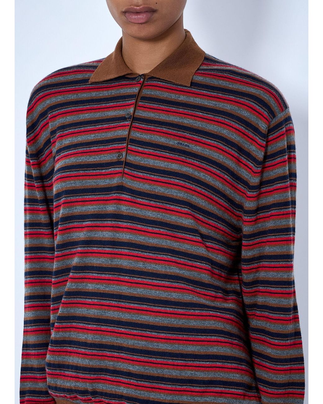 Prada Red Striped Polo Sweater