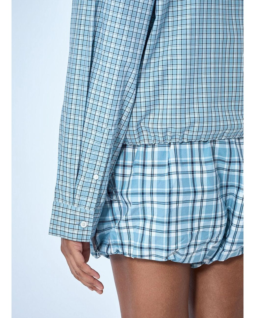 Acne Blue Hooded Check Jacket