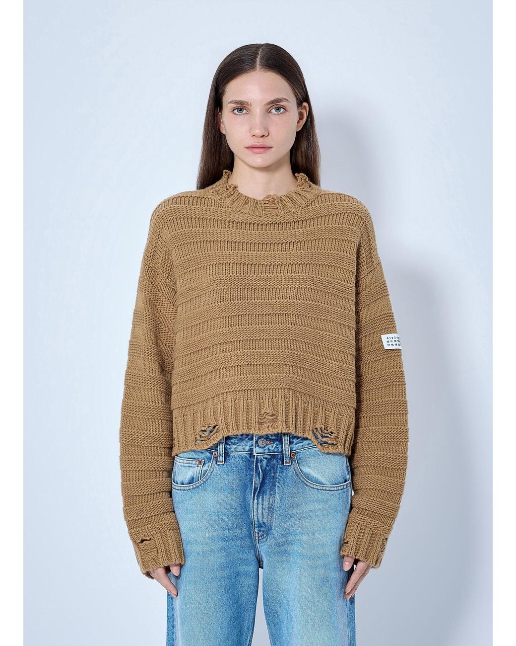 MM6 by Maison Margiela Blue Ribbed Knit Sweater